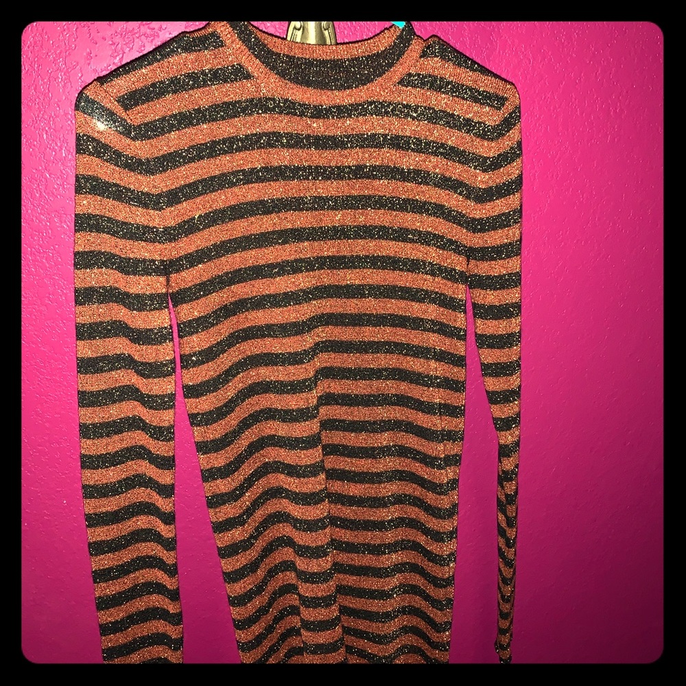Glitter orange-brown black holiday sweater